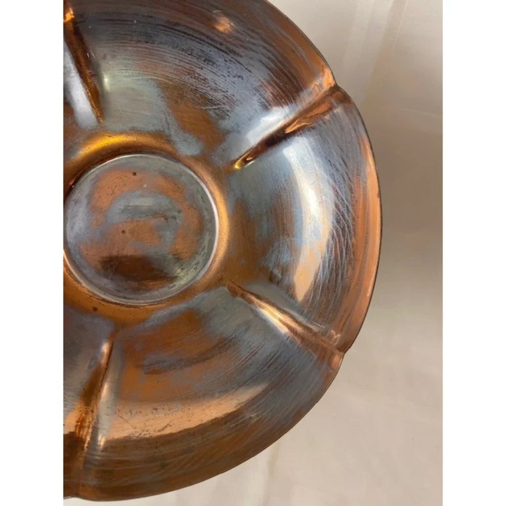 Vintage Manzoni Boston Hand Wrought Copper Scalloped Bowl 855 Patinated 6.75 in